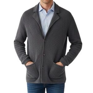 John Henric Knit Sweater Jacket Small Grey